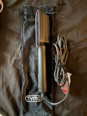 Tymo hair Bundle Corded Hair Straightening Brush in Black with Pink Trim
